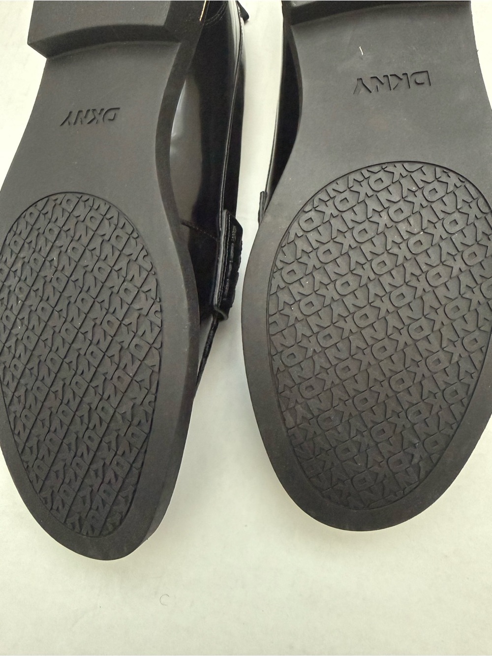 DKNY Black Patent Loafers with Gold Accent Size 10 - Picture 8 of 14